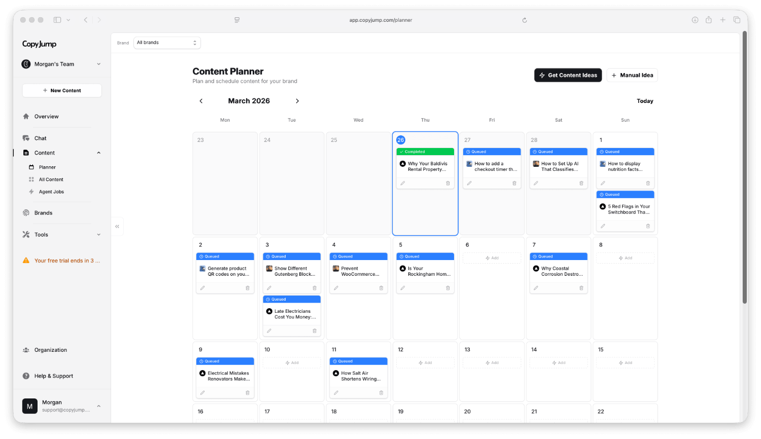 CopyJump Multi-Brand Content Calendar