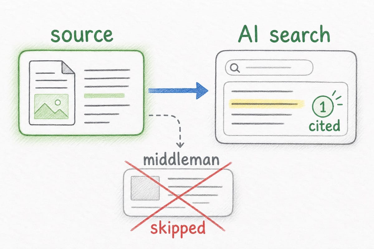 An AI answer engine citing a specific, human-written article as a trusted source