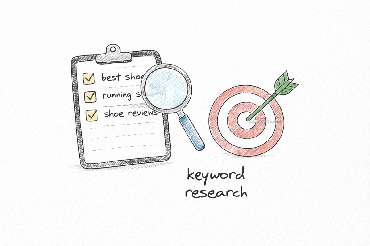 Keyword research target list showing seed phrases, related queries, and viable topics to write about